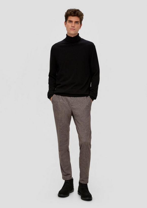 s.Oliver Slim: Jogpants aus Jersey in Tweed-Optik - karamell