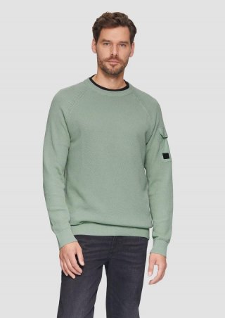 s.Oliver Strickpullover mit Raglanärmeln und Strukturmix - salbeigrün