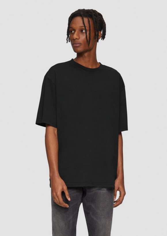 s.Oliver Gewaschenes T-Shirt im Loose Fit mit Rückenprint - schwarz