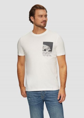 s.Oliver Baumwoll-T-Shirt mit Frontprint - weiß
