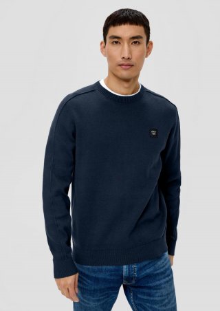 s.Oliver Weicher Strickpullover aus Baumwolle - navy