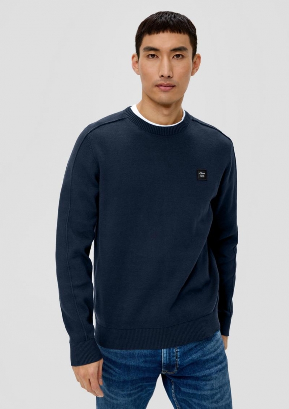 s.Oliver Weicher Strickpullover aus Baumwolle - navy