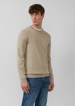 s.Oliver Strickpullover mit Logo-Stickerei - helles beige
