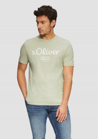 s.Oliver T-Shirt mit Logo-Print - helles beige