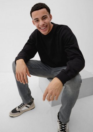 s.Oliver Sweatshirt mit Logostickerei - schwarz
