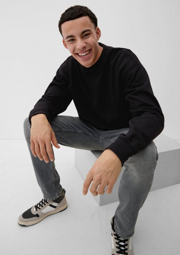 s.Oliver Sweatshirt mit Logostickerei - schwarz