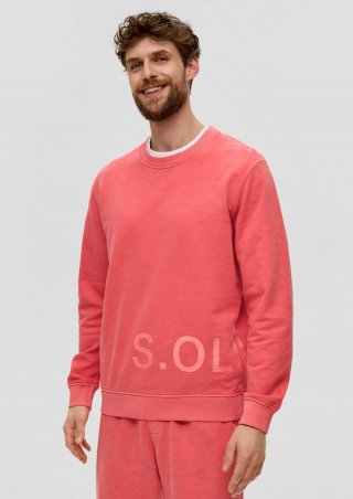 s.Oliver Baumwoll-Sweatshirt mit Logo-Print - korallrot