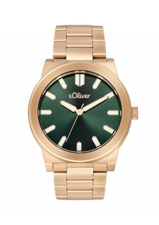 s.Oliver Goldene Armbanduhr mit Metallband - roségold