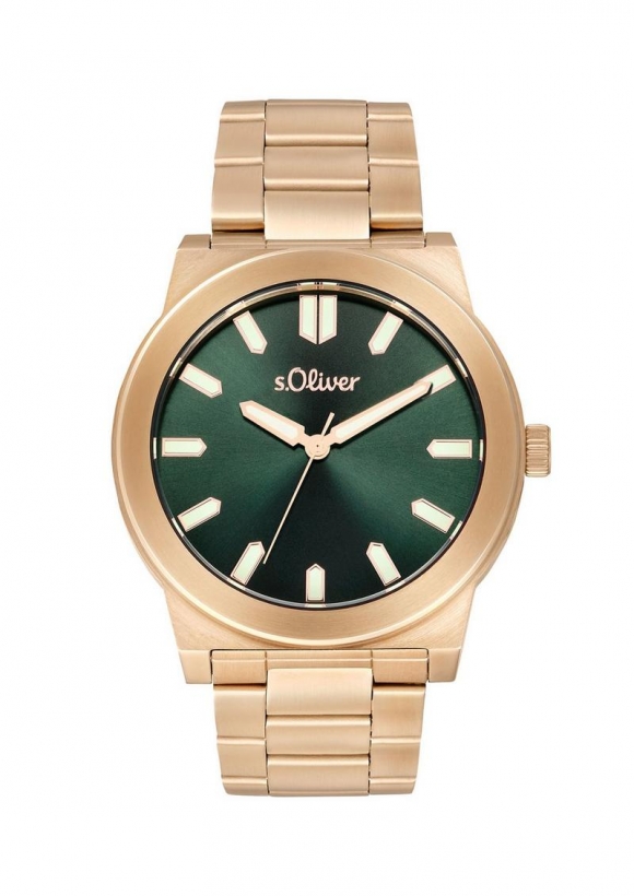 s.Oliver Goldene Armbanduhr mit Metallband - roségold