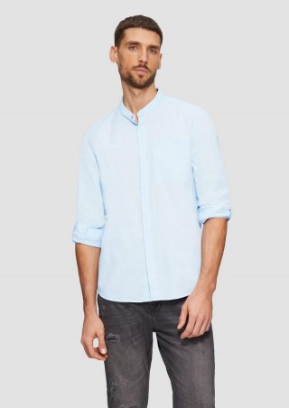 s.Oliver Regular Fit: Leichtes Baumwollhemd mit Struktur - hellblau