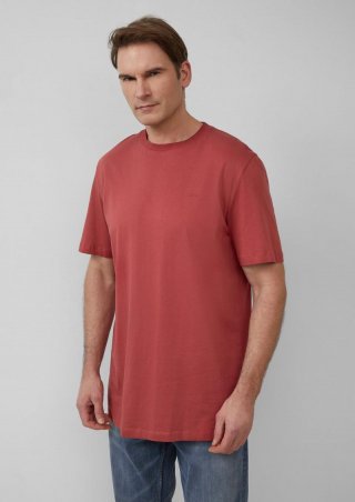 s.Oliver Baumwoll-T-Shirt mit Logo-Print - rubinrot