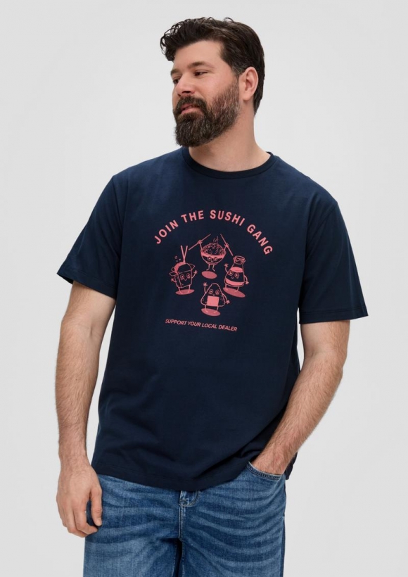s.Oliver T-Shirt mit Grafik-Print - navy