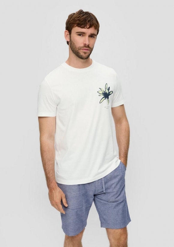 s.Oliver T-Shirt mit Crew Neck und Frontprint - weiß