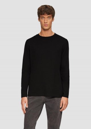 s.Oliver Longsleeve aus Baumwolle mit Rundhalsausschnitt - schwarz