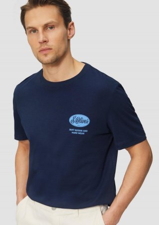 s.Oliver Baumwoll-T-Shirt mit Frontprint - tiefblau