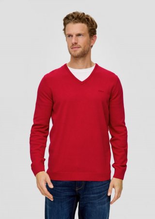 s.Oliver Strickpullover mit V-Ausschnitt - chilirot