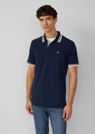 s.Oliver Poloshirt aus Baumwollpiqué mit Kontrast-Details - navy