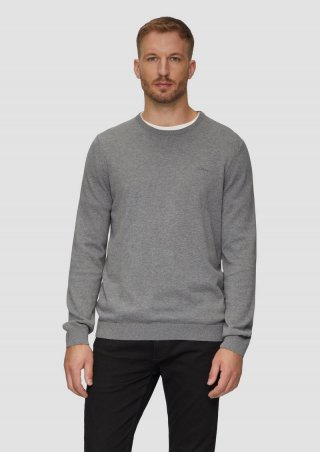 s.Oliver Strickpullover mit Logo-Stickerei - grau