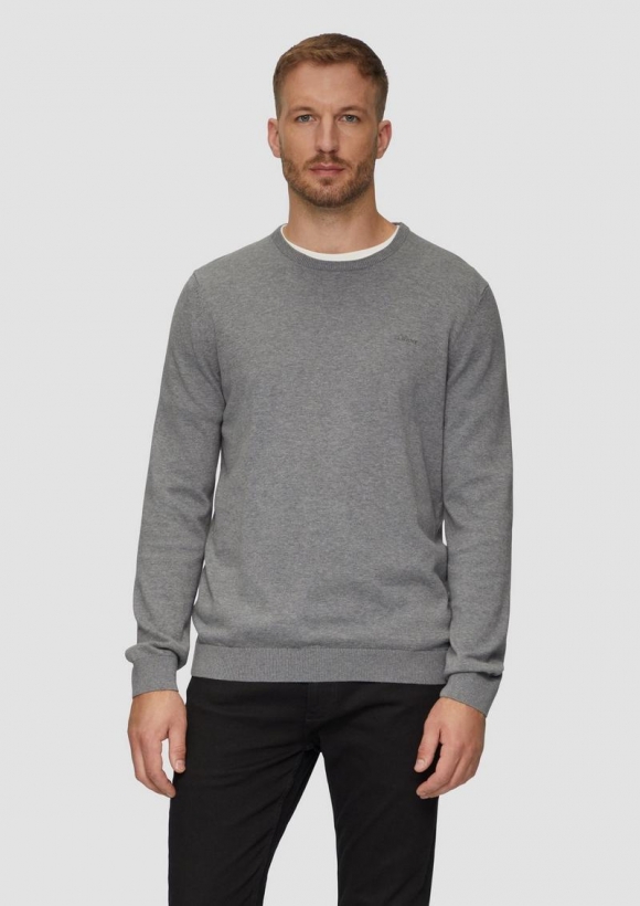 s.Oliver Strickpullover mit Logo-Stickerei - grau