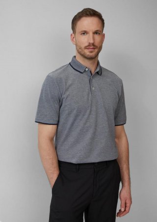 s.Oliver Poloshirt aus meliertem Baumwollpiqué - navy