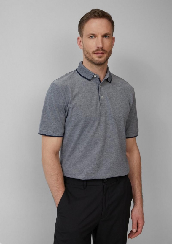 s.Oliver Poloshirt aus meliertem Baumwollpiqué - navy
