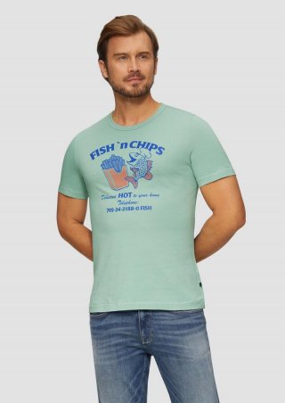 s.Oliver Baumwollshirt mit Frontprint - salbeigrün