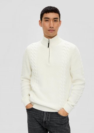 s.Oliver Troyer-Pullover mit Zopfmuster - ecru