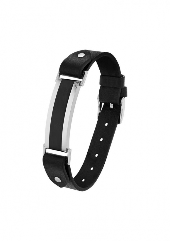 s.Oliver Lederarmband mit Ident-Platte - schwarz