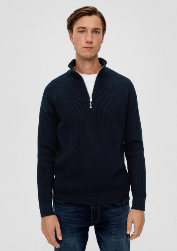 s.Oliver Feinstrickpullover aus Baumwolle - navy