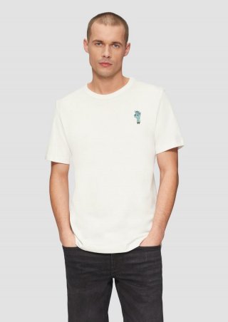 s.Oliver T-Shirt mit Halloween-Stickerei - weiß