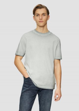 s.Oliver Rundhals T-Shirt mit Wascheffekt - salbeigrün