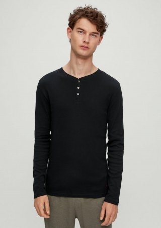 s.Oliver Pyjama-Shirt aus Baumwolle - schwarz
