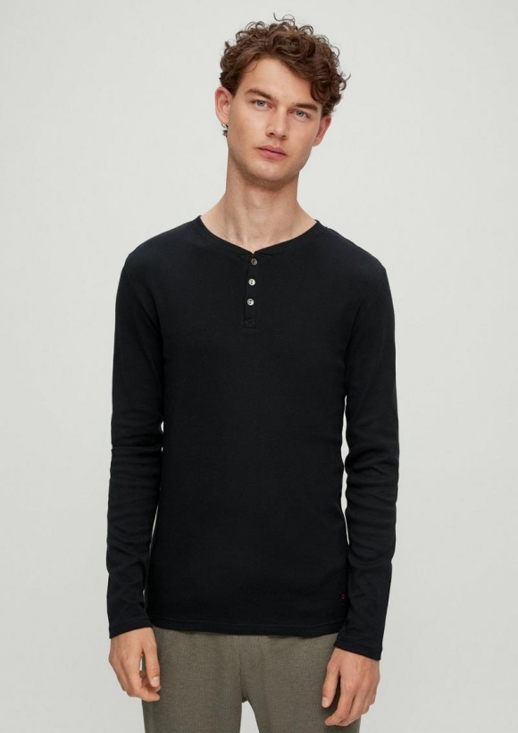 s.Oliver Pyjama-Shirt aus Baumwolle - schwarz
