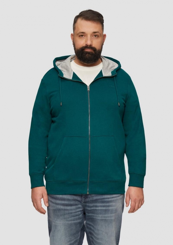 s.Oliver Sweatshirt-Jacke mit Kapuze und Logo - petrol
