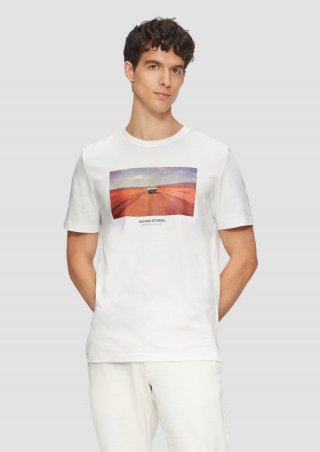 s.Oliver Baumwoll-T-Shirt mit Fotoprint - weiß