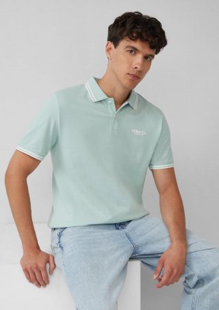 s.Oliver Piqué-Poloshirt mit Kontrastdetails und Logo - ozeangrün