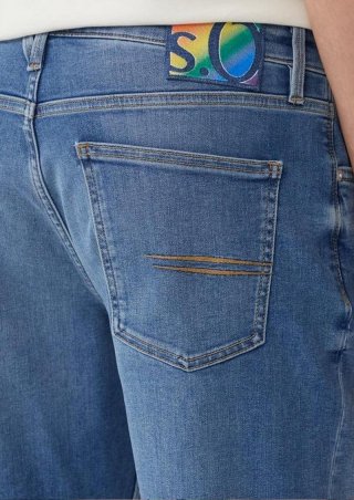 s.Oliver Jeans-Shorts / Regular Fit / Mid Rise / Straight Leg / Pride-Motiv - blau