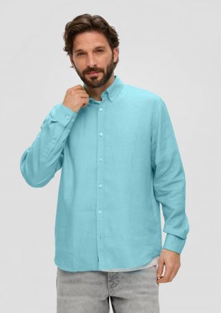 s.Oliver Leinenhemd mit Button-Down-Kragen - türkis
