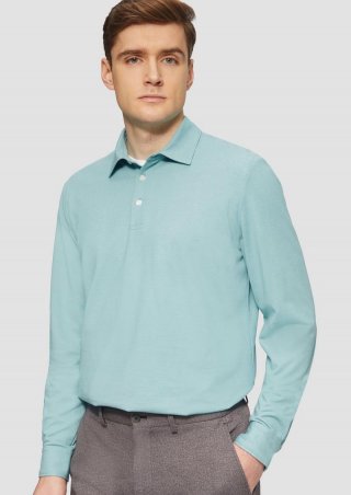 s.Oliver Langärmeliges Poloshirt aus feinem Piqué - türkisblau