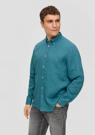 s.Oliver Leinenhemd mit Button-Down-Kragen - petrol
