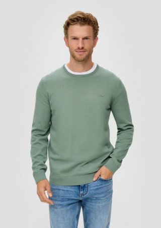 s.Oliver Strickpullover mit Logo - salbeigrün