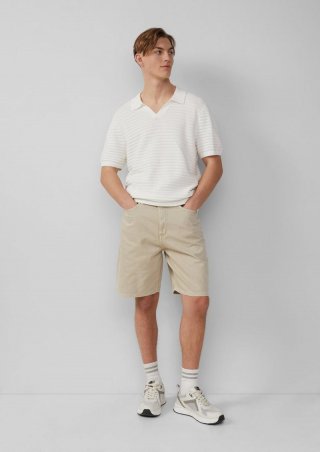 s.Oliver Denim-Shorts / Loose Fit / Mid Rise / Wide Leg - beige