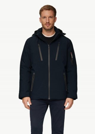 s.Oliver Wasserabweisende Jacke mit Kapuze und Zip-Details - navy