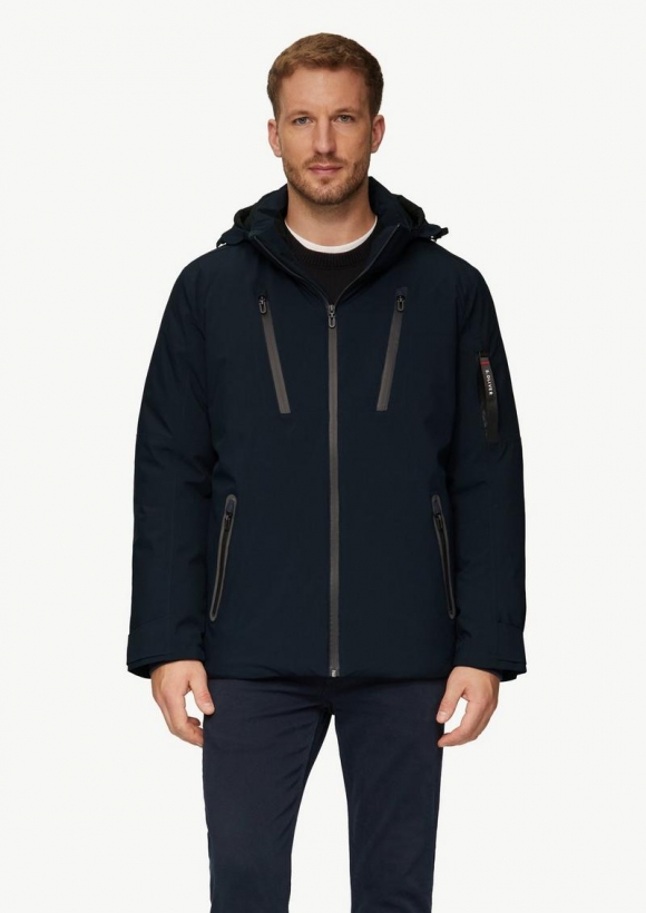 s.Oliver Wasserabweisende Jacke mit Kapuze und Zip-Details - navy