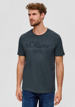 s.Oliver T-Shirt mit Logo-Print - dunkelgrau