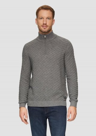 s.Oliver Strukturierter Pullover mit Half-Zip - graphit