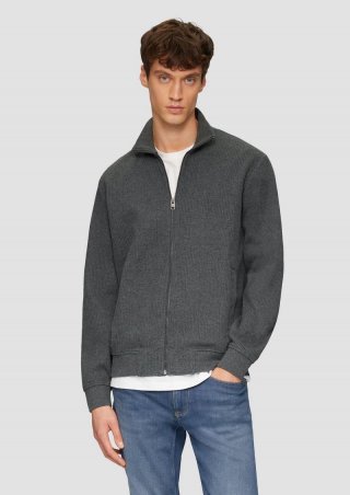 s.Oliver Sweatjacke aus Jacquard in Strick-Optik - dunkelgrau