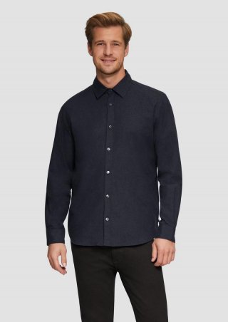 s.Oliver Regular Fit: Flanellhemd aus Baumwolle - navy