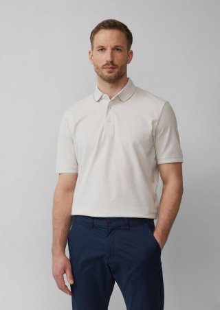 s.Oliver Poloshirt aus meliertem Baumwollpiqué - wollweiß