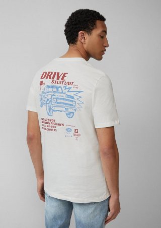 s.Oliver T-Shirt mit Flammgarnstruktur und Rückenprint - weiß